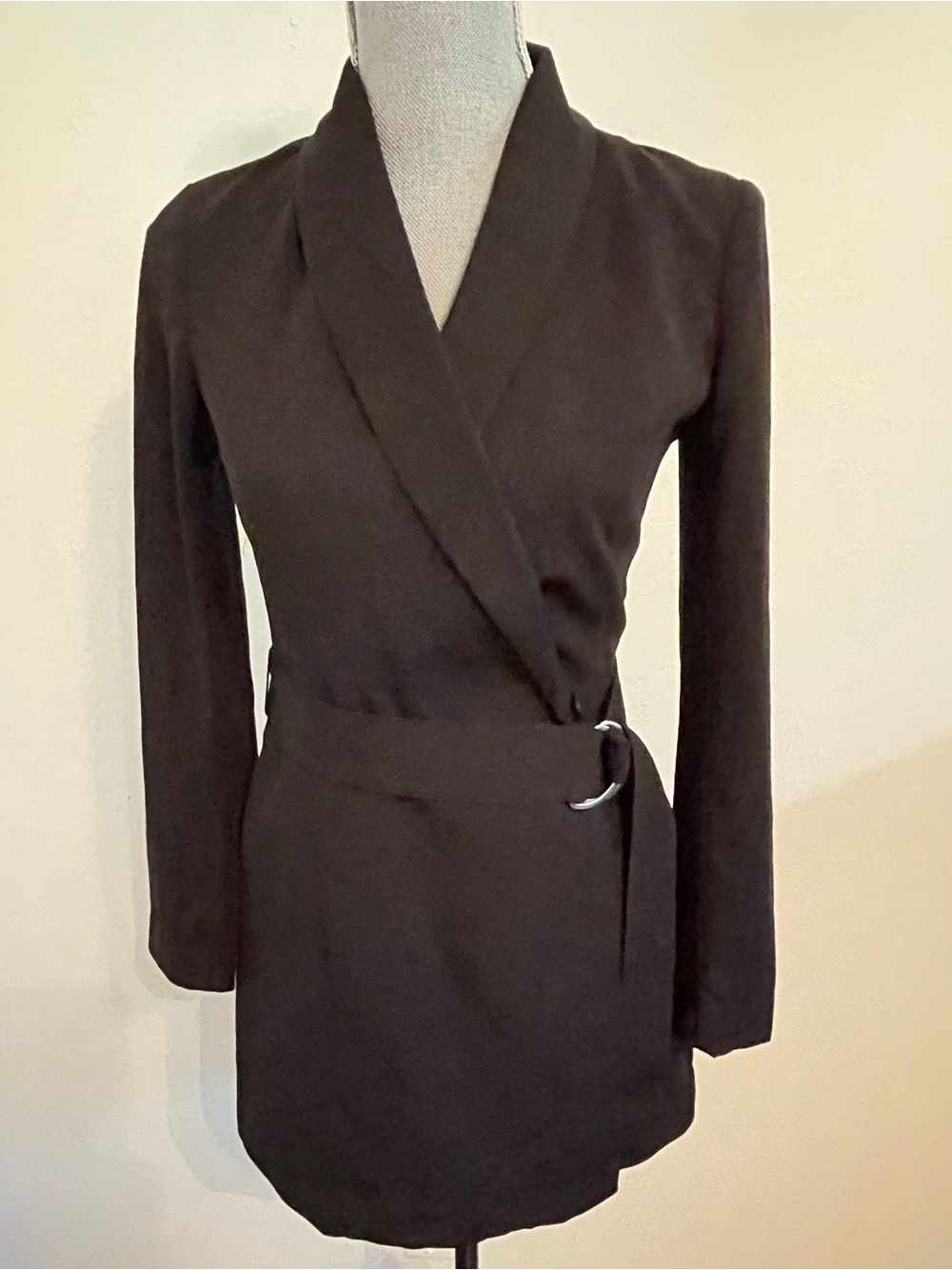 H&M Black Open Drape Blazer with shorts